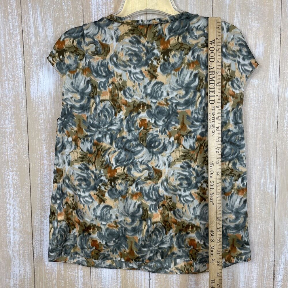 Talbots Petites 6p Blouse Gray Brown Multi Sleeveless Top - Picture 6 of 7
